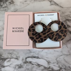 EUC Nickel and Suede Leopard Nova Earrings